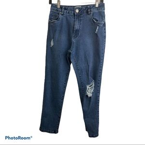 91 cotton on Highrise 90 stretch jean distressed size 8 denim.